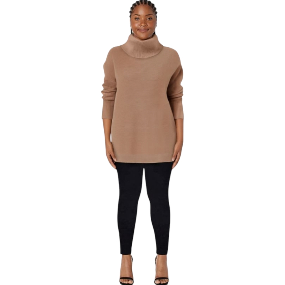 LILLUSORY Turtleneck Oversized Sweaters Long Batwing Sleeve Spilt Hem Tu